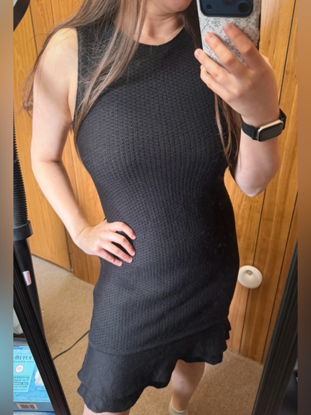 Preppy Vacation Black knitted summer dress